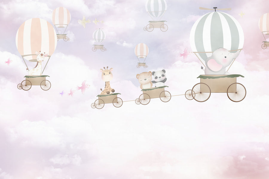 Adorable Cloud Adventure Mural Wallpaper