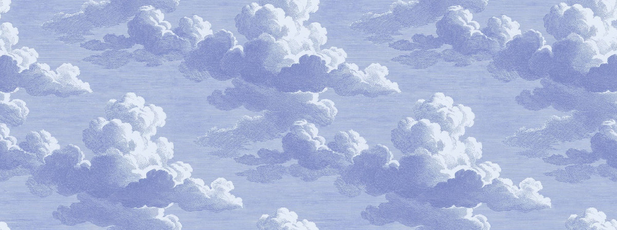 Intaglio Clouds, Periwinkle Mural Wallpaper - pure wallpaper artwork
