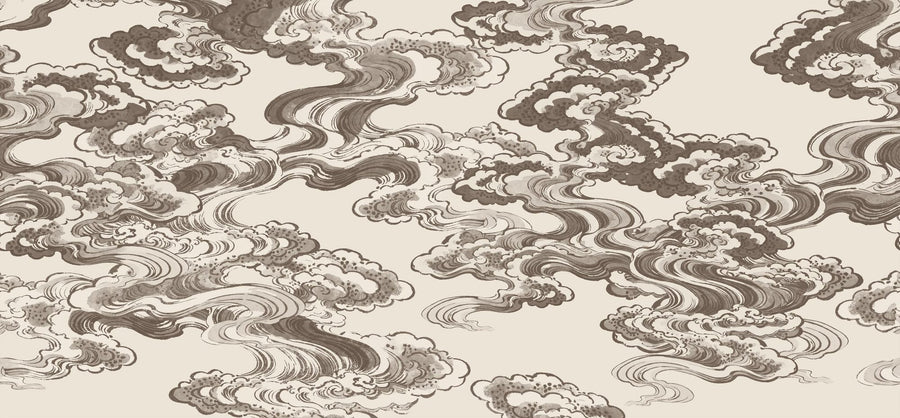 Cloud Wallpaper Mural – Sky Wall Mural – Ukiyo-e Clouds, Mauve printable artwork