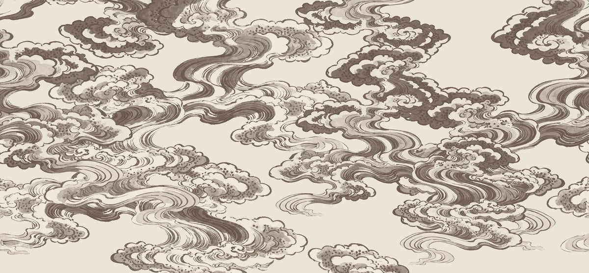 Ukiyo-e Clouds, Mauve Mural Wallpaper - pure wallpaper artwork