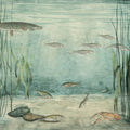 Lake Underwater Life with Pike, Light Mural Wallpaper - pure wallpaper artwork