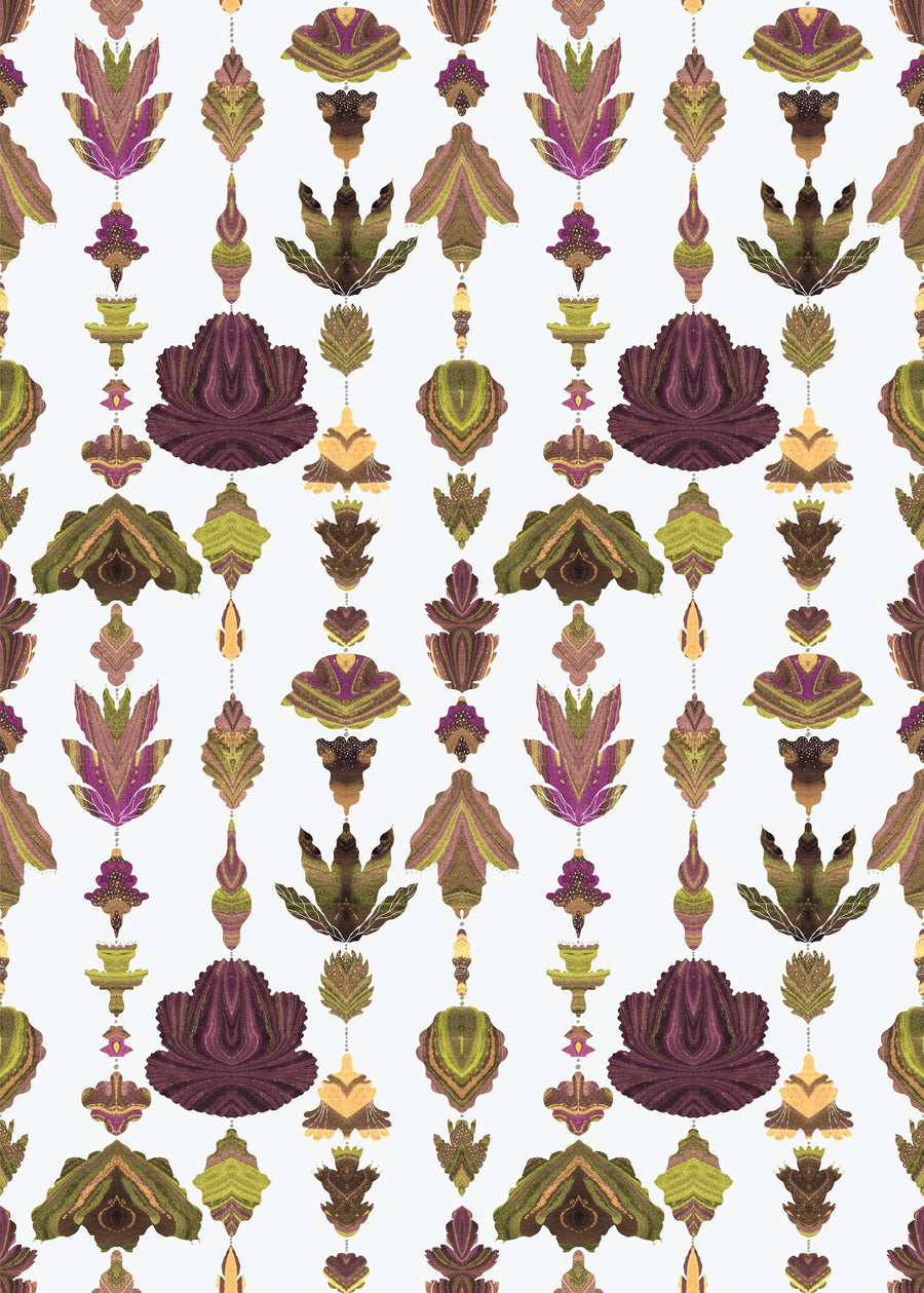 Marble Flowers, Mulberry Mural Wallpaper