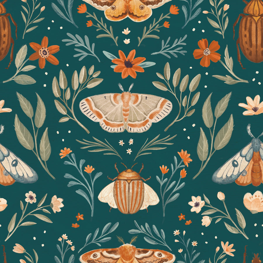 Papilion Chase Green Mural Wallpaper