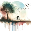 Cycling Towards Twilight Mural Wallpaper - pure wallpaper artwork