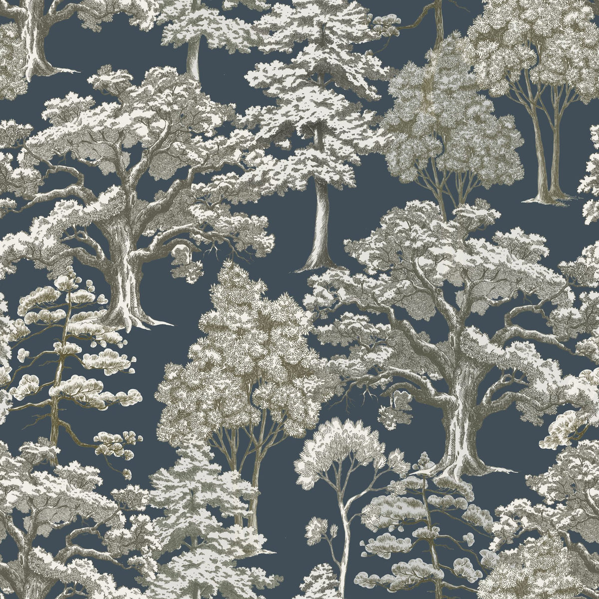 Park Trees, Blue Mural Wallpaper - pure wallpaper artwork
