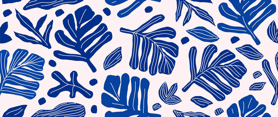 Monstera Wallpaper Mural – Tropical Leaf Wall Mural – Monstera Cuttings, Intense Blue printable artwork
