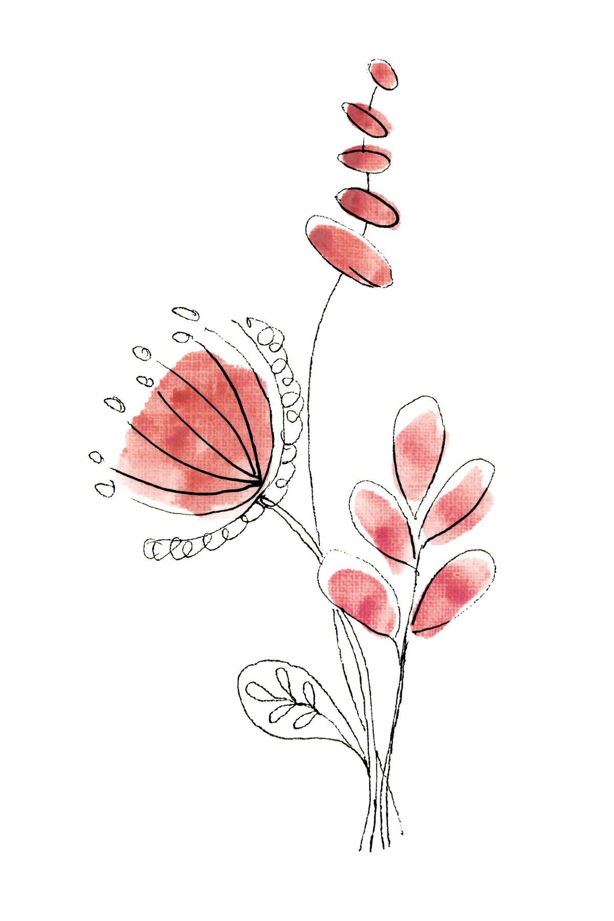 Line Flower II Mural Wallpaper - pure wallpaper artwork