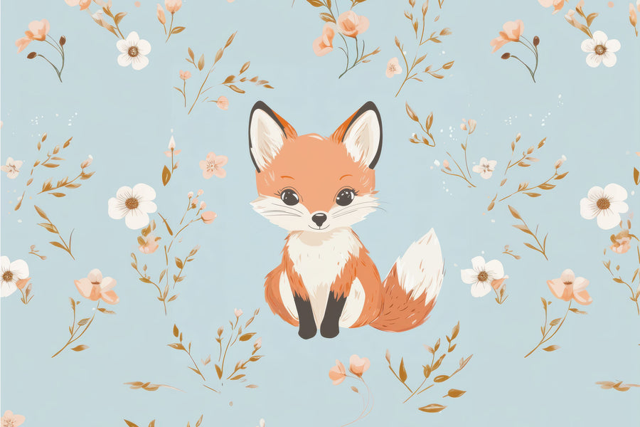 Cutesy Fox Mural Wallpaper
