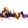 York England Skyline Purple & Gold Mural Wallpaper - pure wallpaper artwork