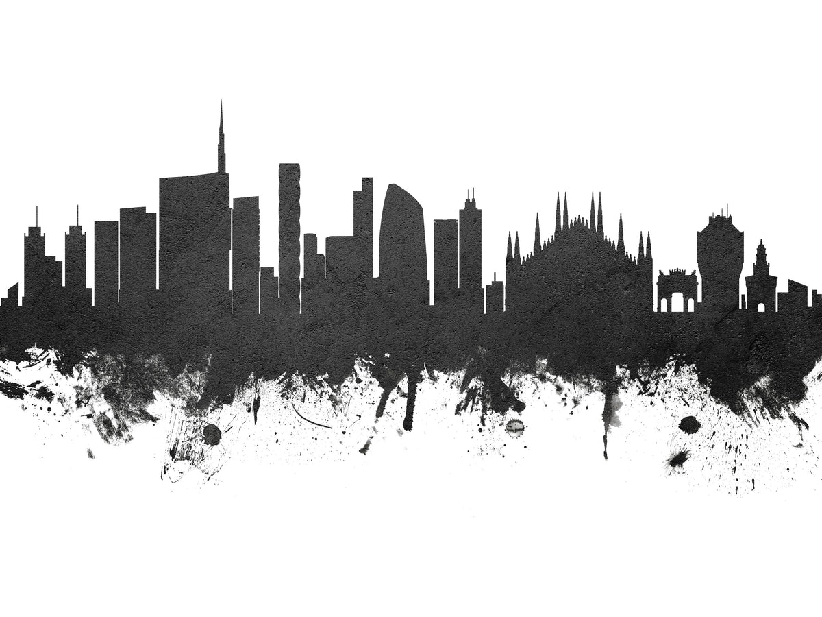 Milan Italy Skyline Black & White Mural Wallpaper - pure wallpaper artwork