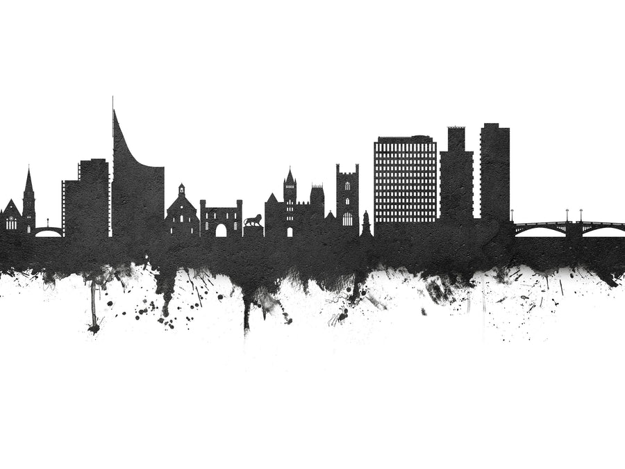 Reading England Skyline Black & White Mural Wallpaper