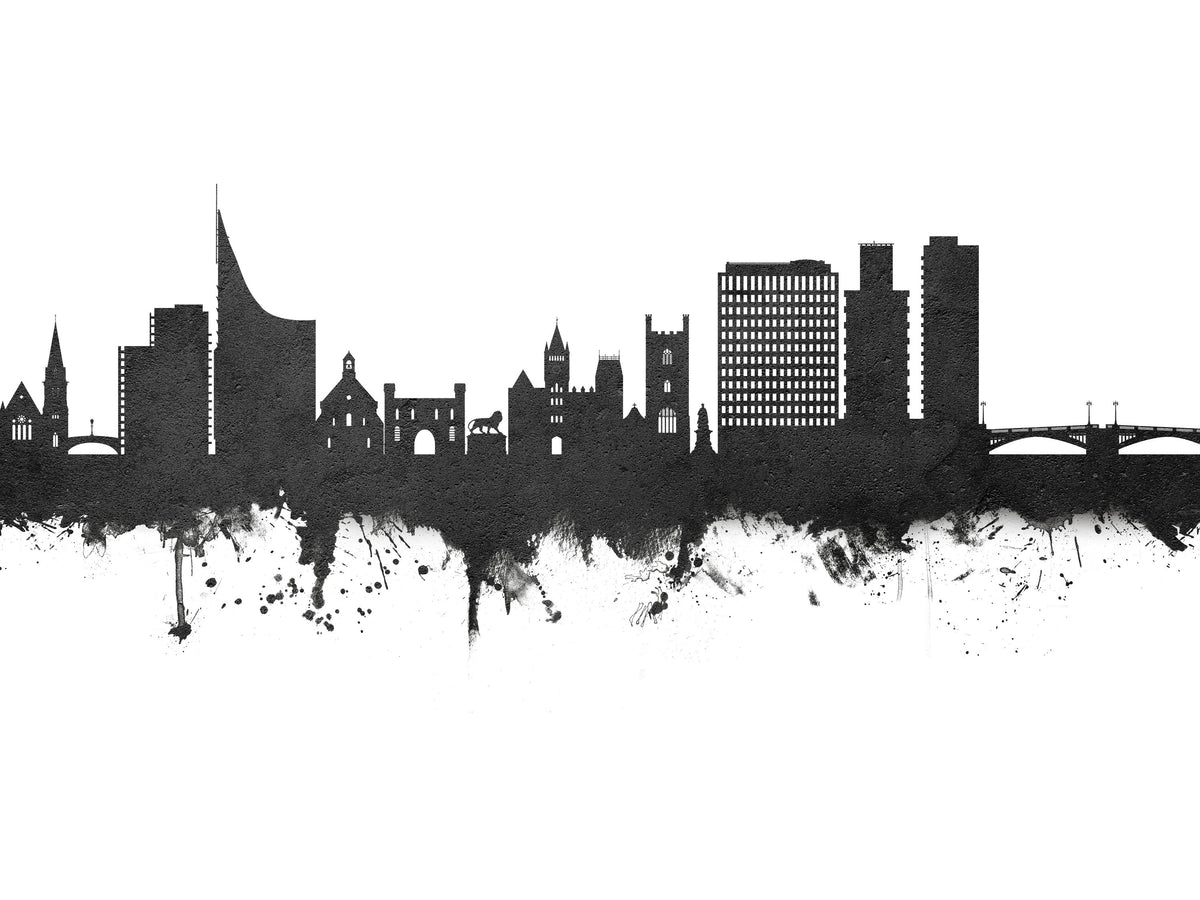 Reading England Skyline Black & White Mural Wallpaper - pure wallpaper artwork
