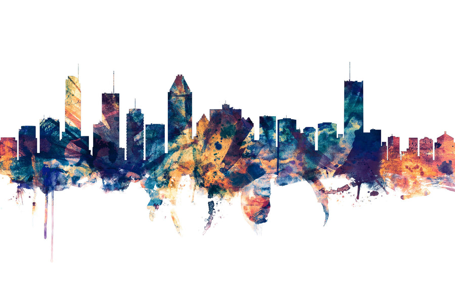 Montreal Canada Skyline Blue & Bronze Mural Wallpaper