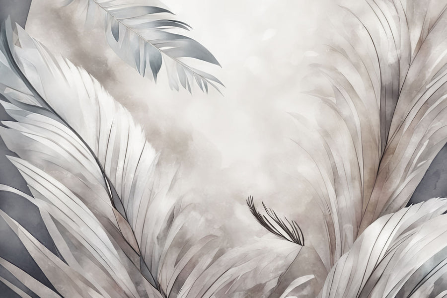 Feathers Magic Beige Mural Wallpaper