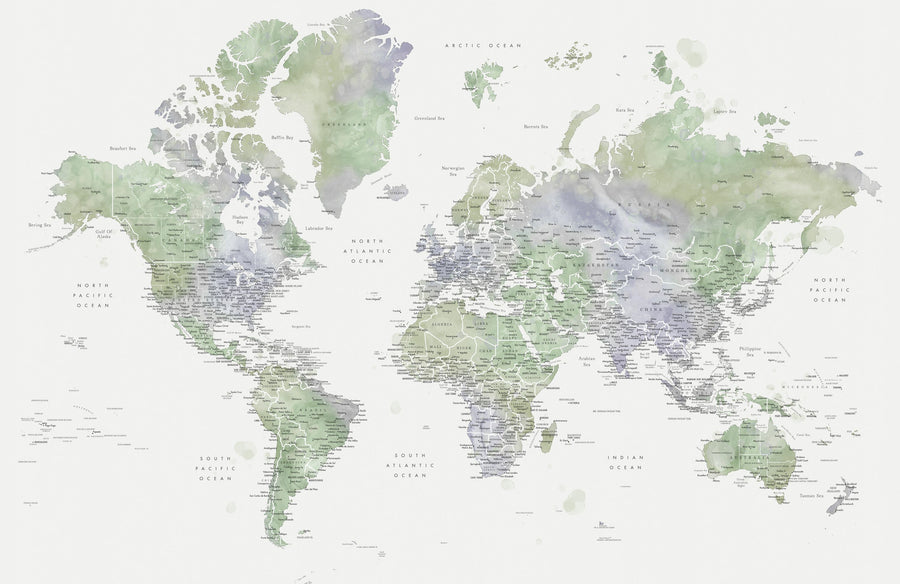 World Map Cities - Fofo Mural Wallpaper