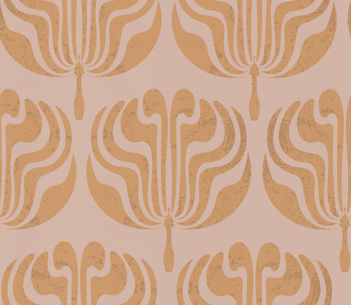 Fan Damask Orange Mural Wallpaper - pure wallpaper artwork