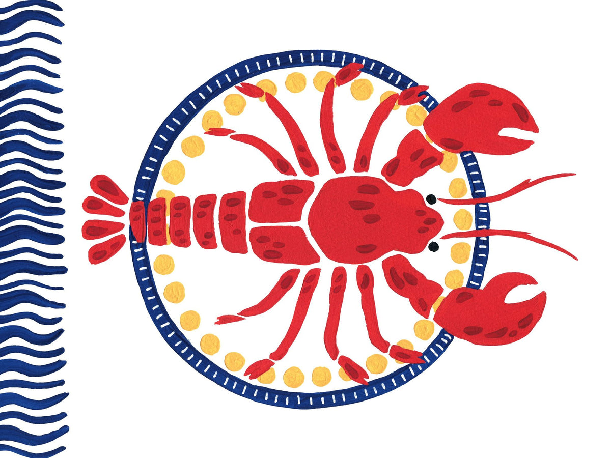 Kitschy Coastal Lobster Mural Wallpaper - pure wallpaper artwork
