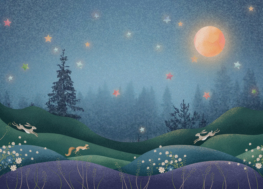 Magic Meadow At Dusk Mural Wallpaper