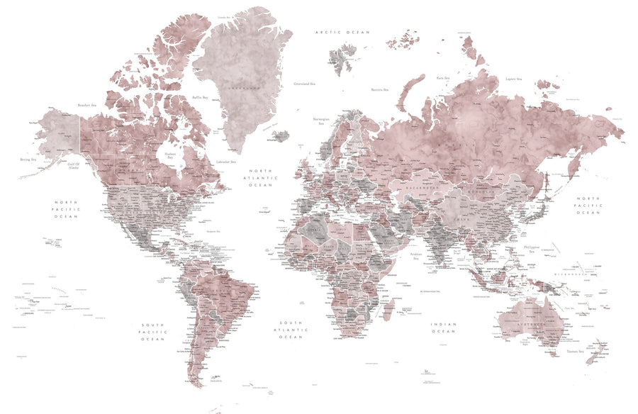 World Map Cities - Piper Mural Wallpaper