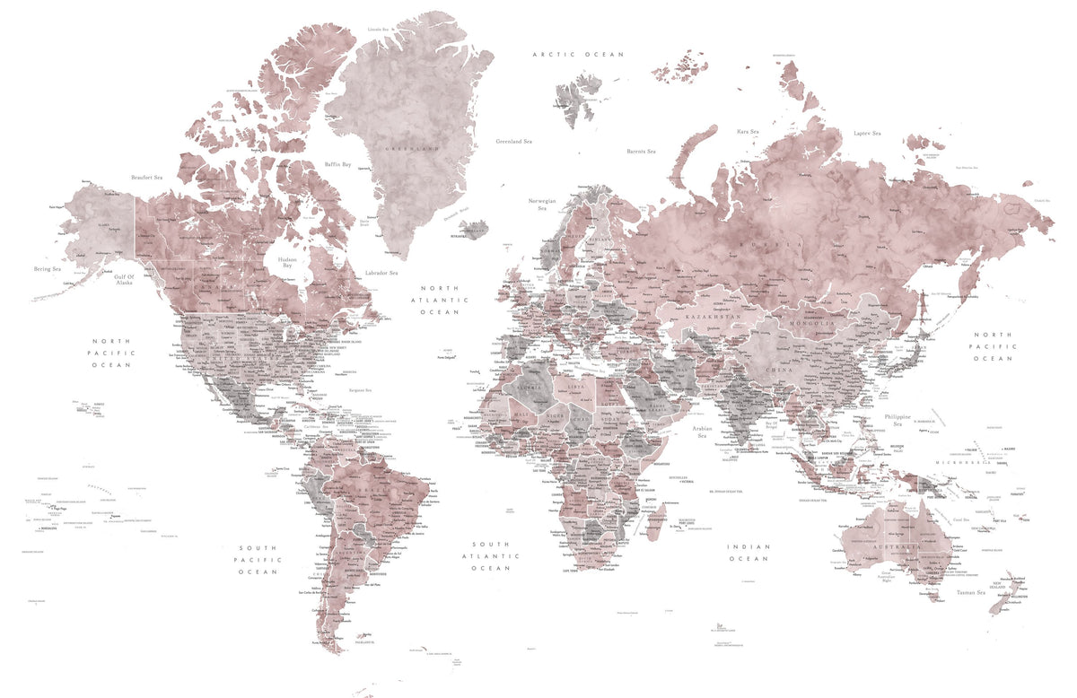 World Map Cities - Piper Mural Wallpaper - pure wallpaper artwork