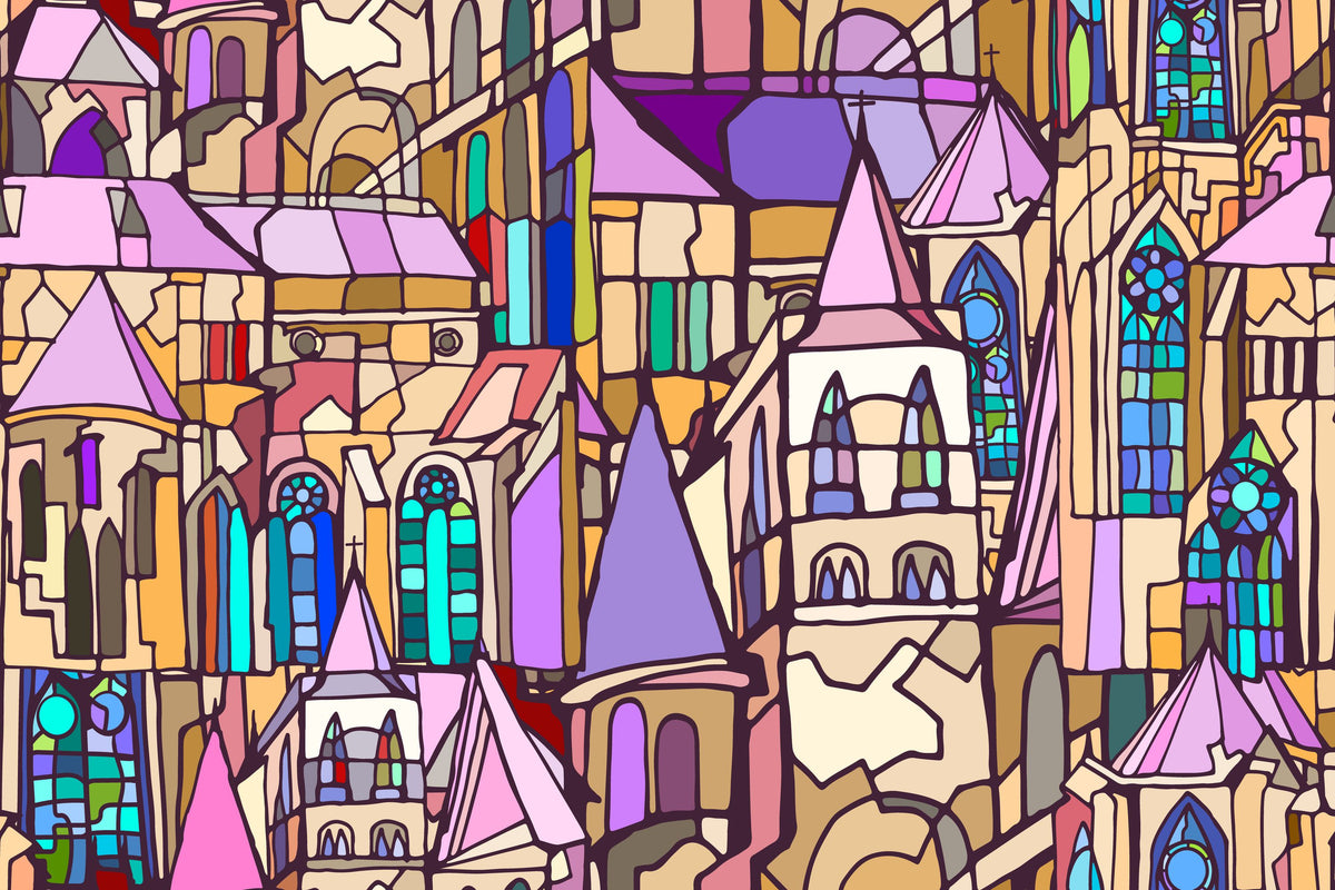 Wonderland Church Mural Wallpaper - pure wallpaper artwork