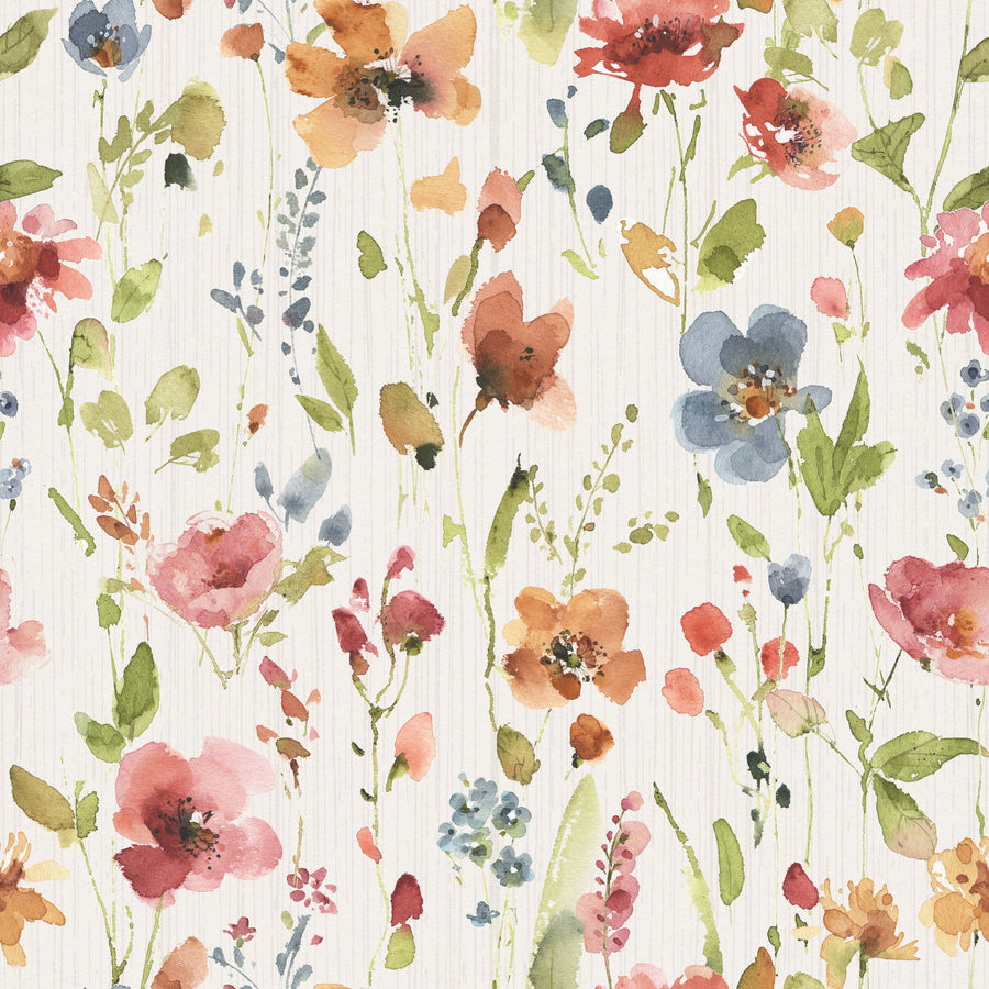Time to Share Flowers White Mural Wallpaper