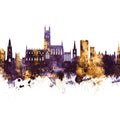 Gloucester England Skyline Purple & Gold Mural Wallpaper - pure wallpaper artwork