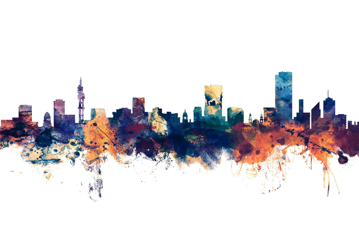 Pretoria South Africa Skyline Blue & Bronze Mural Wallpaper - pure wallpaper artwork