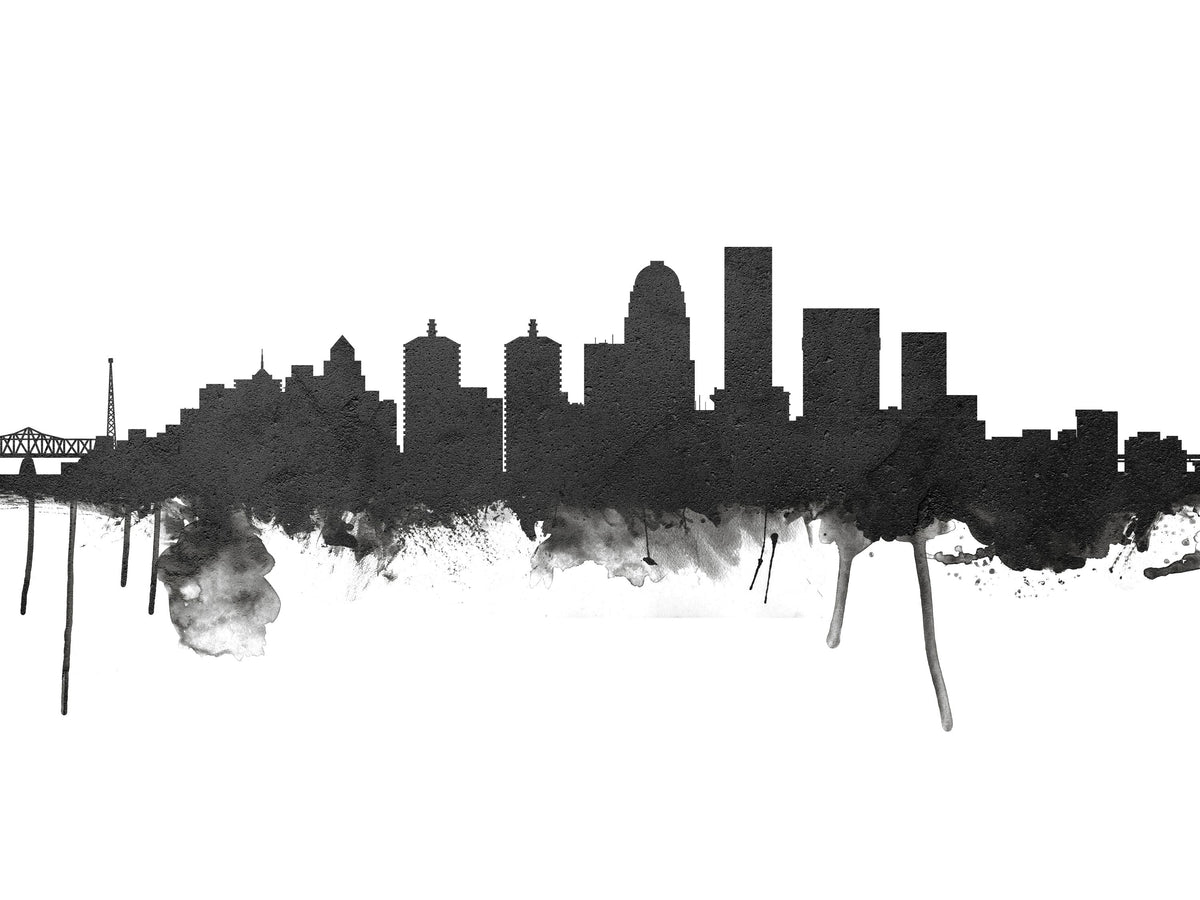 Louisville Kentucky Skyline Black & White Mural Wallpaper - pure wallpaper artwork