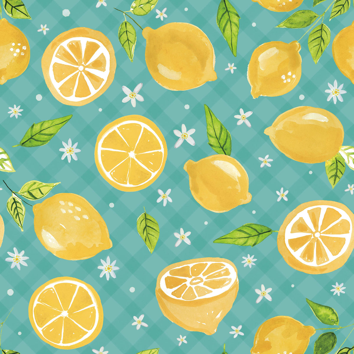 Mellow Lemons Blue Mural Wallpaper - pure wallpaper artwork