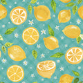 Mellow Lemons Blue Mural Wallpaper - pure wallpaper artwork