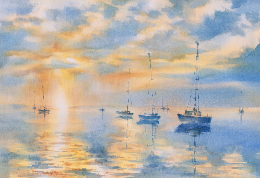 Golden Harbor Mural Wallpaper