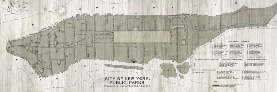 New York Parks Map Mural Wallpaper