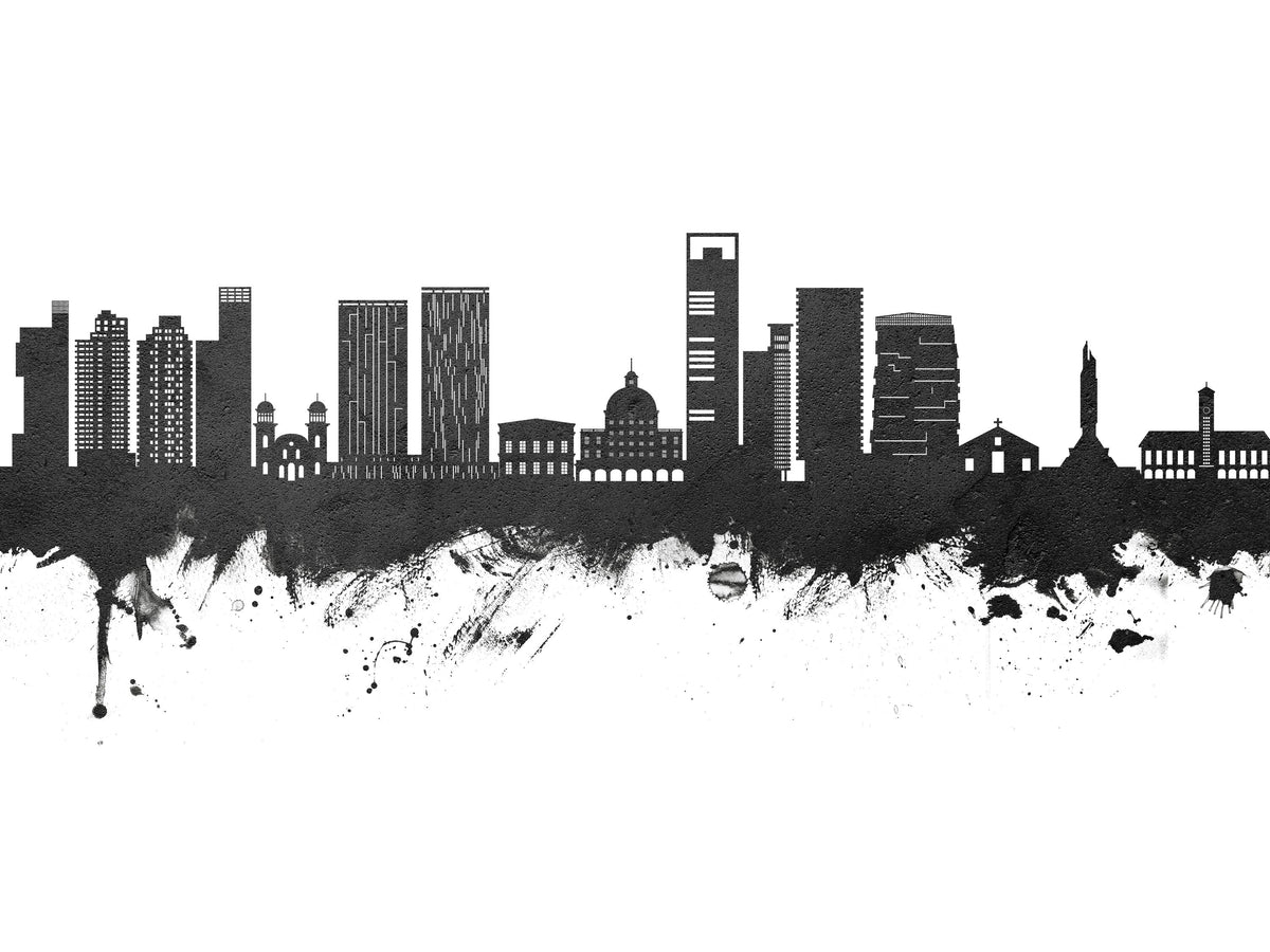 Luanda Skyline Black & White Mural Wallpaper - pure wallpaper artwork