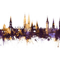 Lubeck Germany Skyline Purple & Gold Mural Wallpaper - pure wallpaper artwork