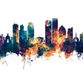 Dayton Ohio Skyline Blue & Bronze Mural Wallpaper - pure wallpaper artwork