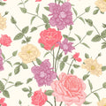 Retro Clematis Mural Wallpaper - pure wallpaper artwork