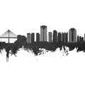 Long Beach California Skyline Black & White Mural Wallpaper - pure wallpaper artwork