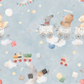 Sky Train, Washed Blue Mural Wallpaper - pure wallpaper artwork