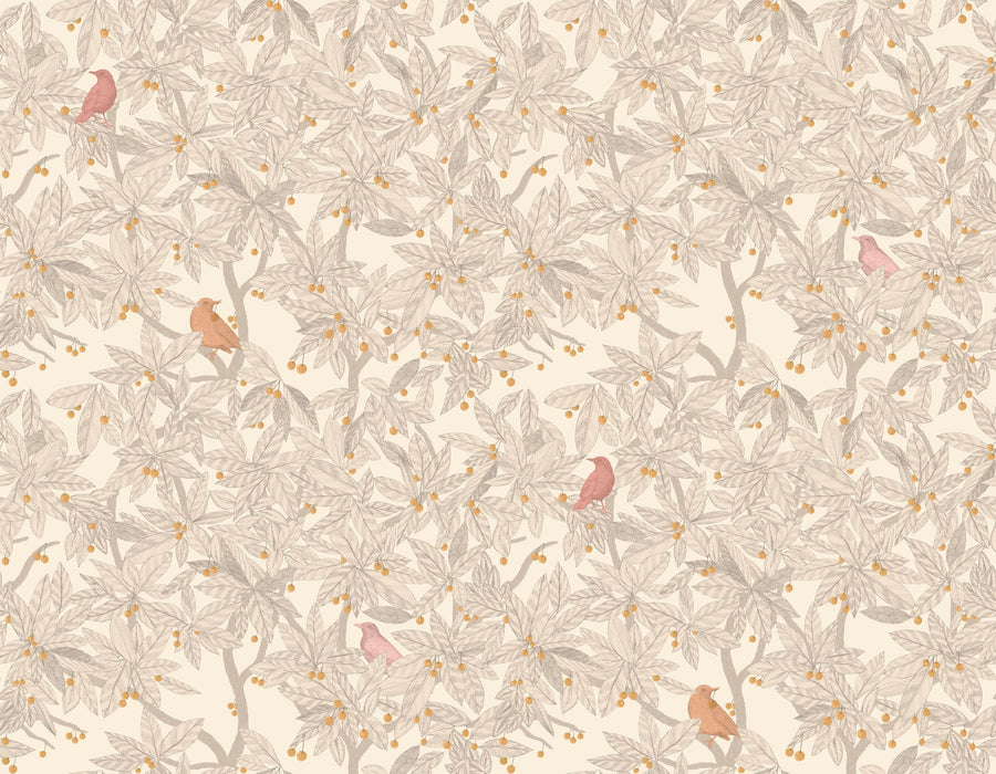 Cherry Tree Birds, Beige Mural Wallpaper