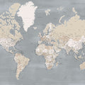 World Map Cities - Landers Mural Wallpaper - pure wallpaper artwork