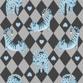 Harlequin Kittens, Baby Blue Mural Wallpaper - pure wallpaper artwork
