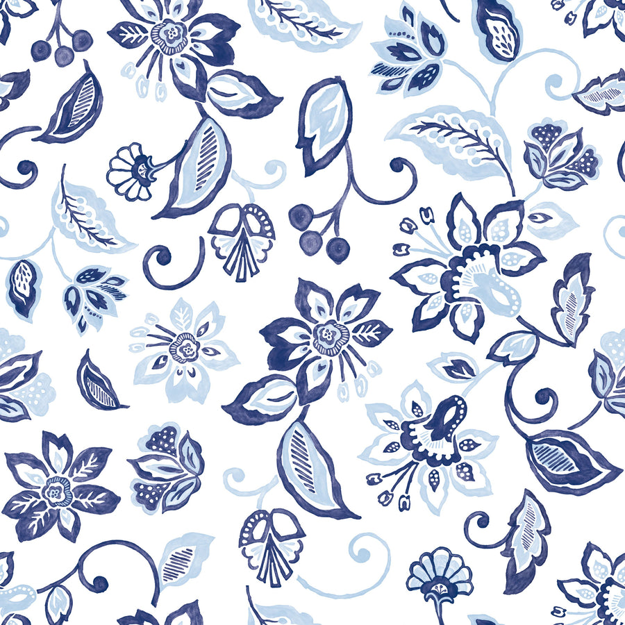 Sino Flowers Light Blue Mural Wallpaper