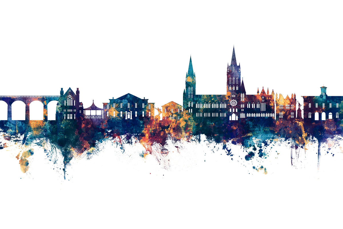 Truro England Skyline Blue & Bronze Mural Wallpaper - pure wallpaper artwork