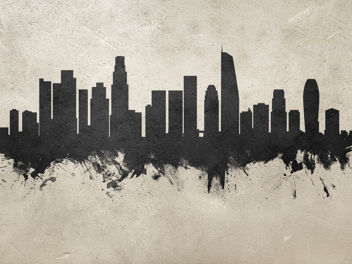 Los Angeles Skyline Concrete Mural Wallpaper - pure wallpaper artwork