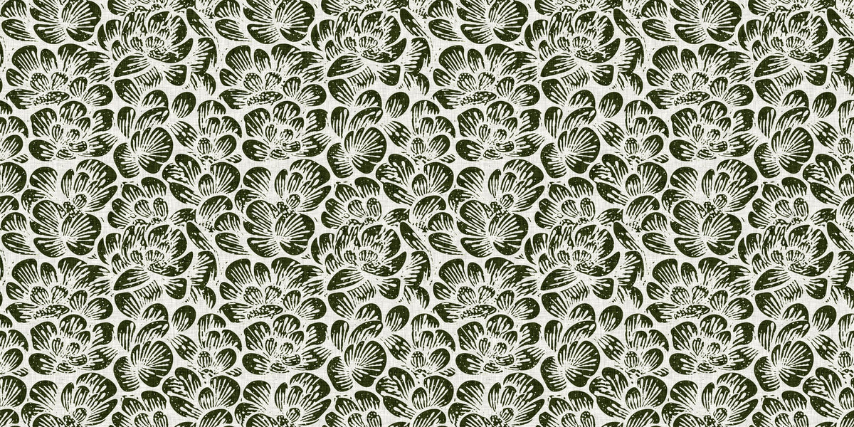 Cottege Peonies, Forest Green Mural Wallpaper - pure wallpaper artwork