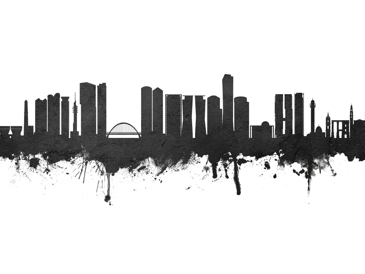 Tel Aviv Skyline Black & White Mural Wallpaper - pure wallpaper artwork