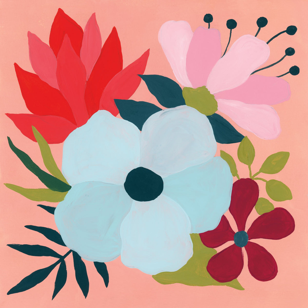 Pretty Florals I Mural Wallpaper - pure wallpaper artwork