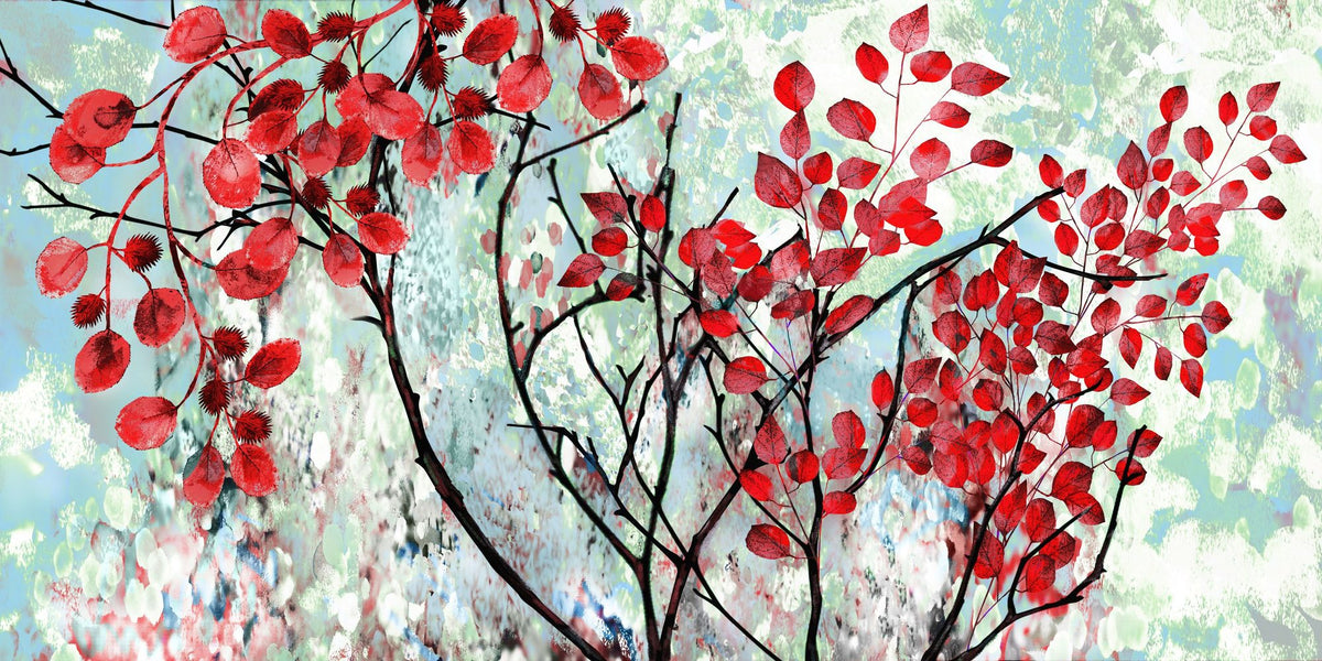 Red Leaves Mural Wallpaper - pure wallpaper artwork