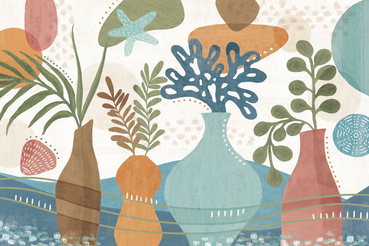 Coastal Flowers Mural Wallpaper - pure wallpaper artwork